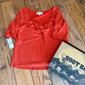 Orange Textured Blouse by Idyllwild